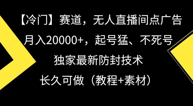 冷门赛道，无人直播间点广告，月入20000+，起号猛、不死号，独家最新防封技术【揭秘】-大熊网创
