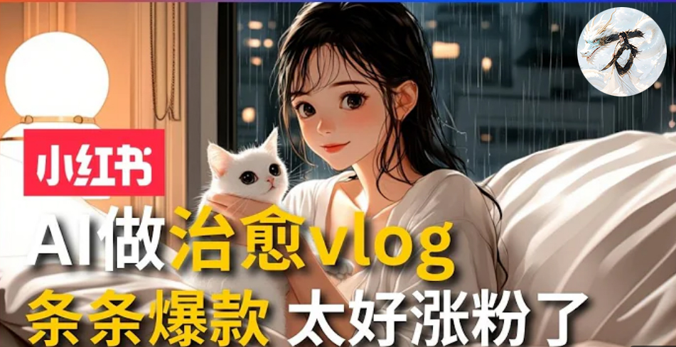 AI治愈系vlog动画视频，小红书1个月轻松涨粉破万，商单报价1500+日入2000+-大熊网创
