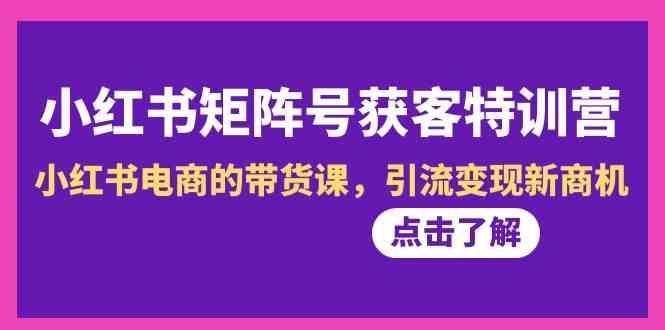 小红书矩阵号获客特训营-第10期，小红书电商的带货课，引流变现新商机-大熊网创