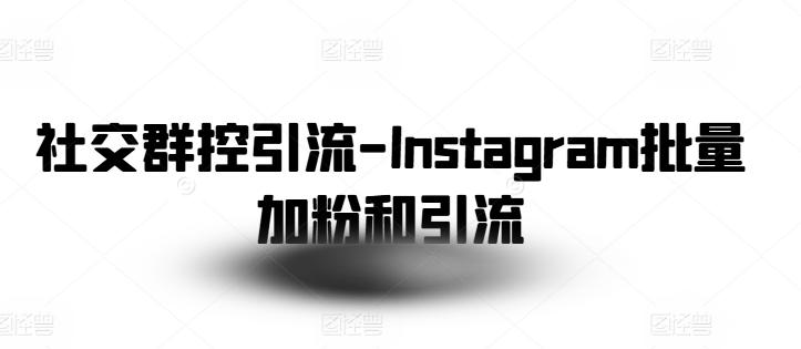社交群控引流-Instagram批量加粉和引流-大熊网创