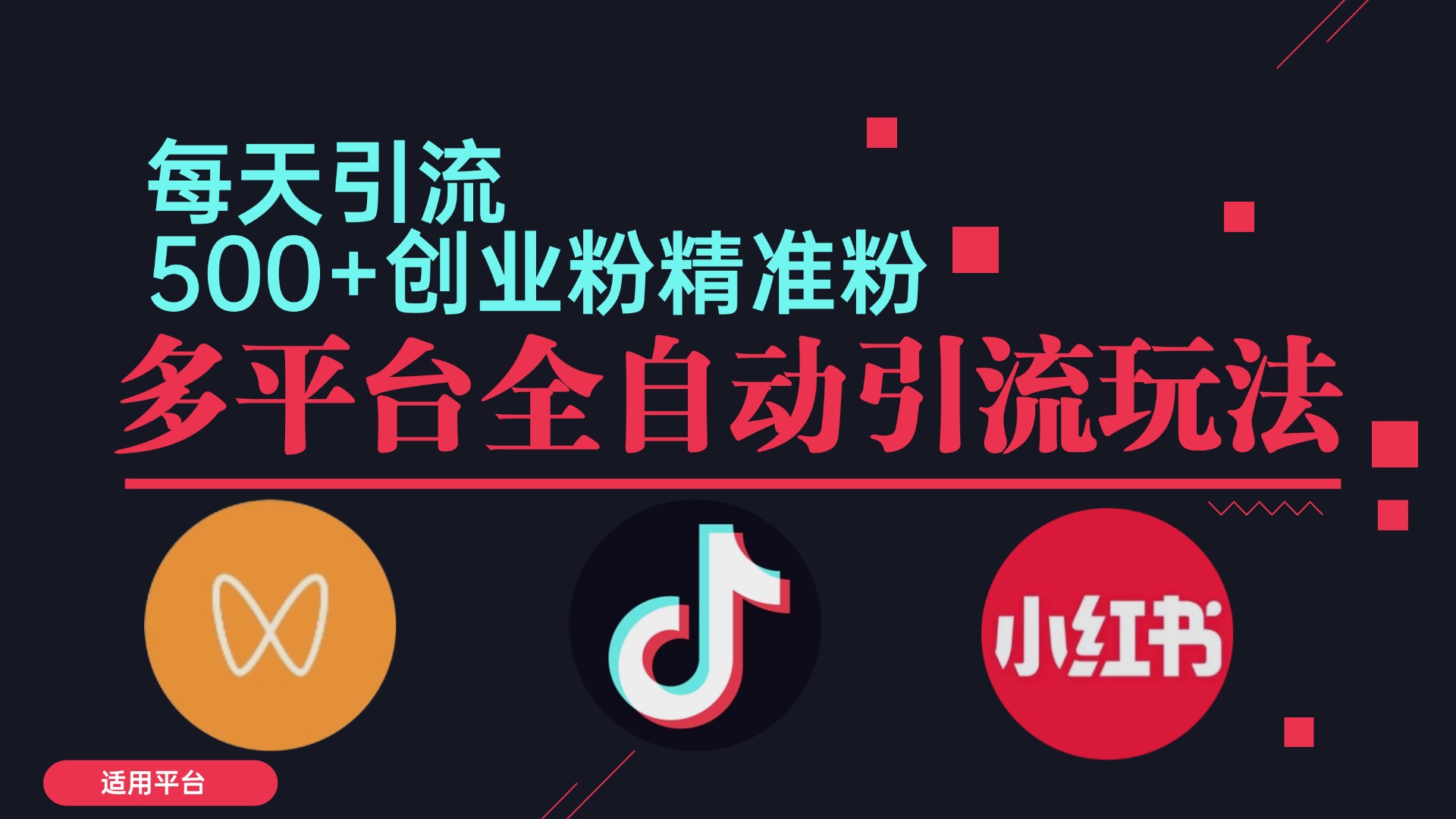 小红书抖音视频号截流自热全平台引流打法，全自动引流【日引2000+精准…-大熊网创