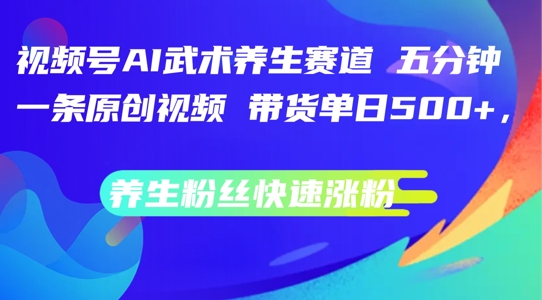 视频号AI武术养生赛道，五分钟一条原创视频，带货单日几张，养生粉丝快速涨粉【揭秘】-大熊网创