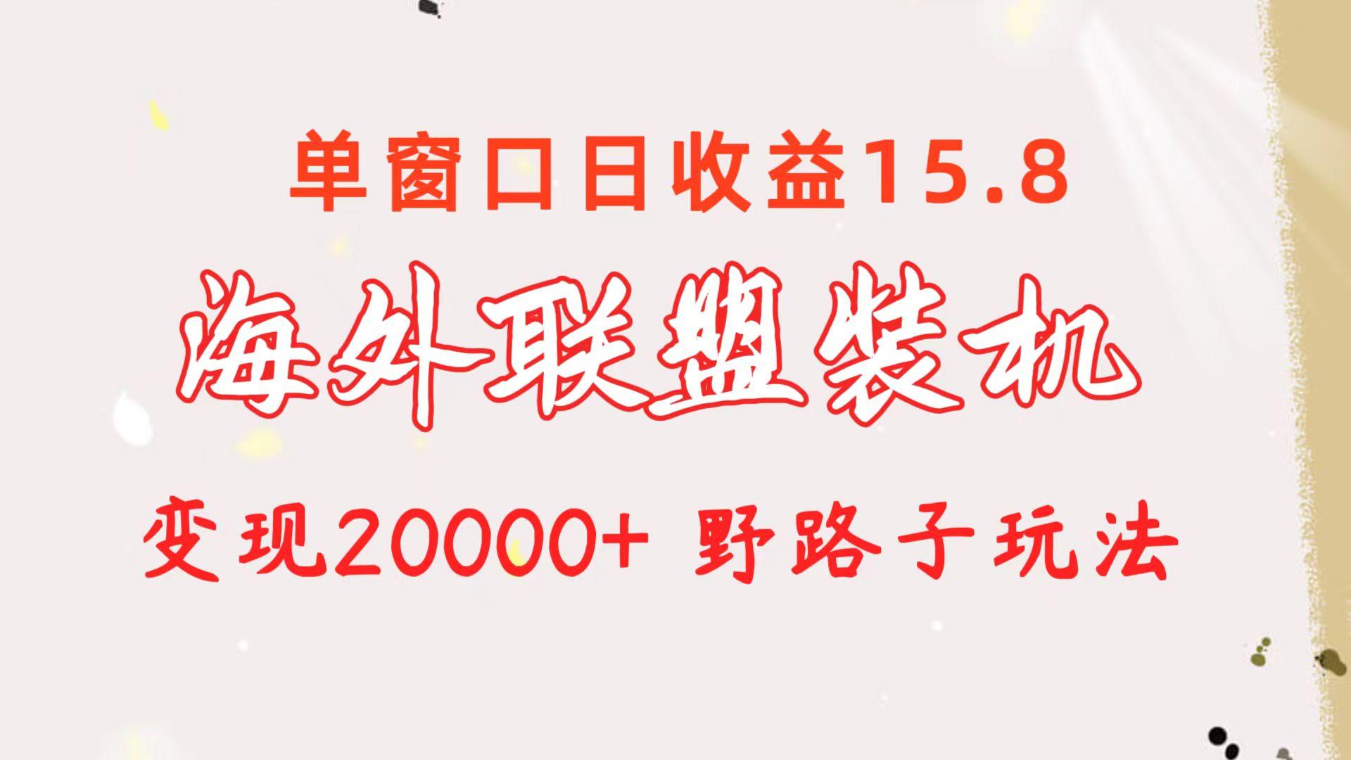 海外联盟装机 单窗口日收益15.8  变现20000+ 野路子玩法-大熊网创