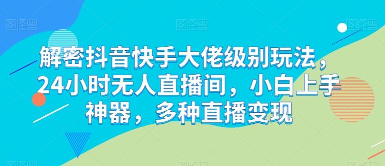 解密抖音快手大佬级别玩法，24小时无人直播间，小白上手神器，多种直播变现【揭秘】-大熊网创