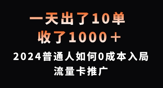 一天出了10单，收了1000+，2024普通人如何0成本入局流量卡推广【揭秘】-网创星球