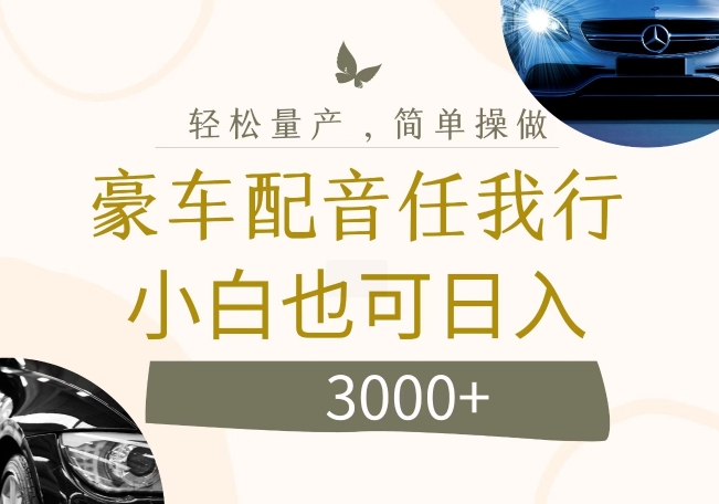 不为人知的暴力小项目，豪车配音，日入几张【揭秘】-大熊网创