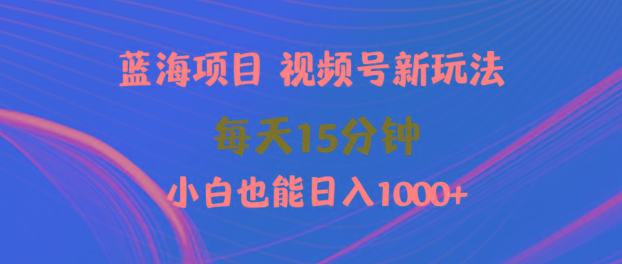 (9813期)蓝海项目视频号新玩法 每天15分钟 小白也能日入1000+-大熊网创