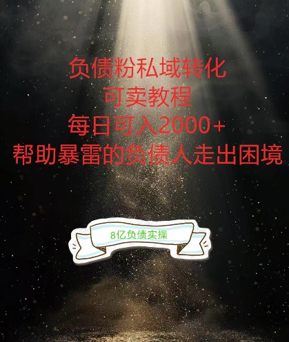 负债粉掘金计划，帮助负债者解决问题，债务规划，债务重组，最好的变现方式【揭秘】-大熊网创