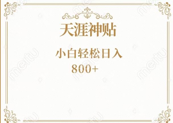 神级项目！天涯神贴再现江湖！小白轻松入手，三个月变现10w+-大熊网创