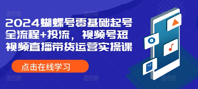 2024蝴蝶号零基础起号全流程+投流，视频号短视频直播带货运营实操课-大熊网创