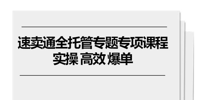 速卖通 全托管专题专项课程，实操 高效 爆单(11节课-大熊网创