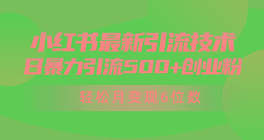 (9871期)日引500+月变现六位数24年最新小红书暴力引流兼职粉教程-大熊网创