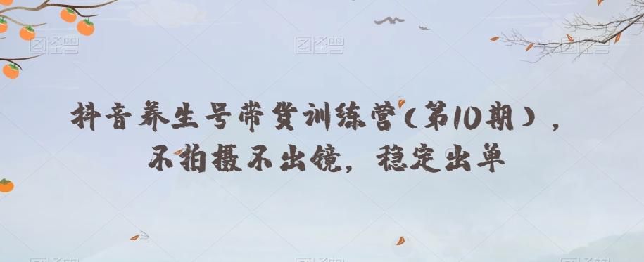 抖音养生号带货训练营(第10期），不拍摄不出镜，稳定出单-大熊网创