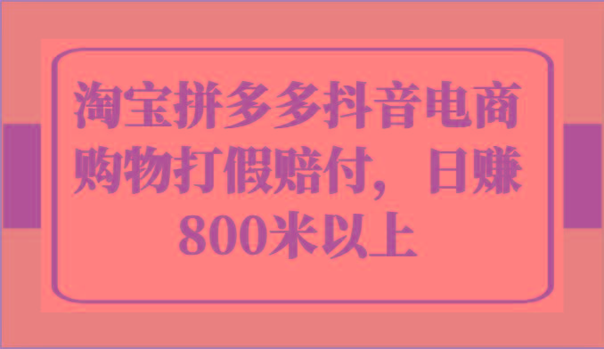 淘宝拼多多抖音电商购物打假赔付，日赚800米以上-大熊网创