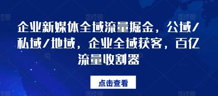 企业新媒体全域流量掘金，公域/私域/地域，企业全域获客，百亿流量收割器-大熊网创
