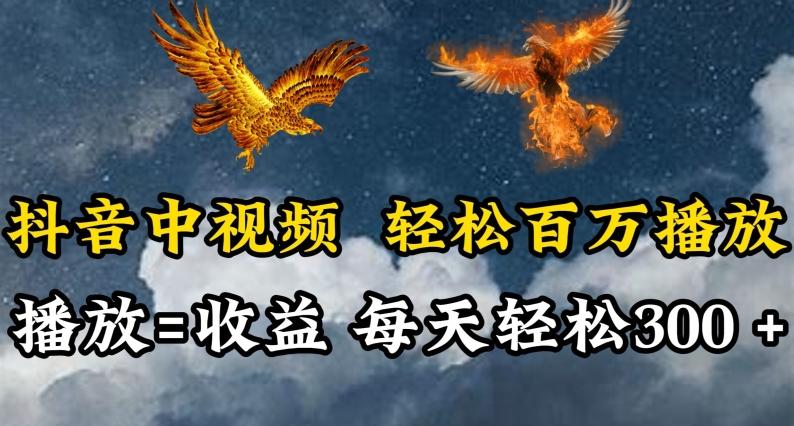 抖音中视频轻松百万播放，有播放就有收益，每天轻松两三张【揭秘】-大熊网创