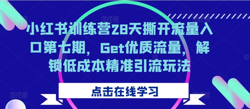 小红书训练营28天撕开流量入口第七期，Get优质流量，解锁低成本精准引流玩法-大熊网创