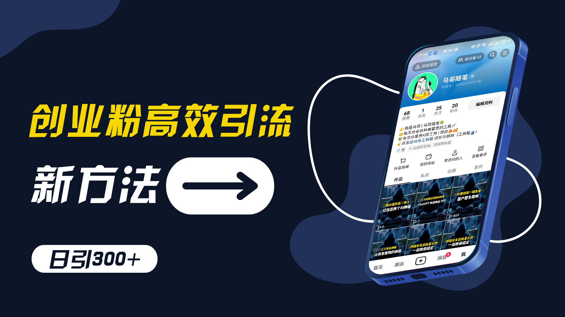 创业粉高效引流，抖音工具号玩法，日引300+，不要成为学习高手，要成为实战高手【揭秘】-大熊网创