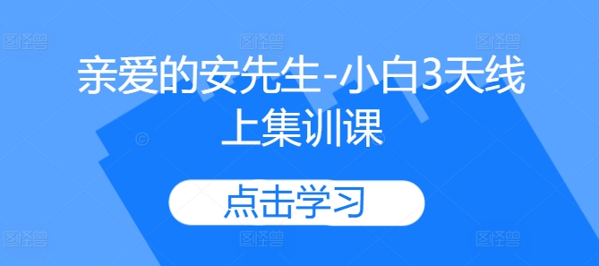 亲爱的安先生-小白3天线上集训课-大熊网创