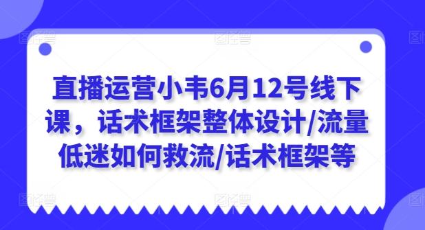 直播运营小韦6月12号线下课，话术框架整体设计/流量低迷如何救流/话术框架等-大熊网创