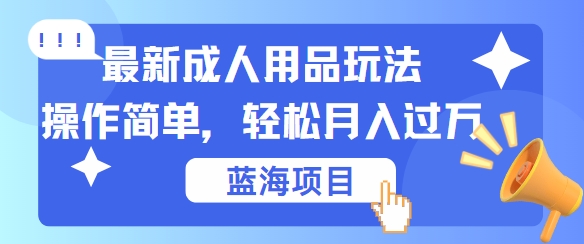 最新成人用品项目玩法，操作简单，动动手，轻松日入几张【揭秘】-大熊网创