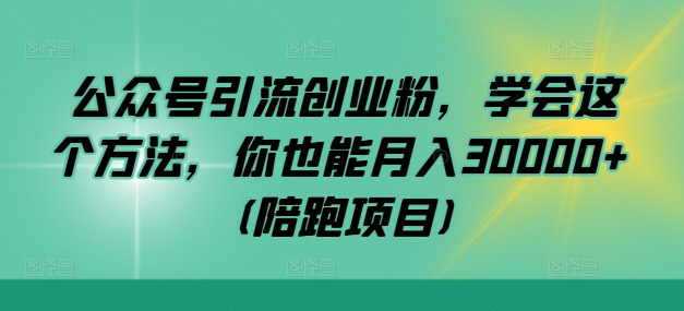 公众号引流创业粉，学会这个方法，你也能月入30000+ (陪跑项目)-大熊网创