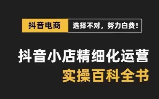 抖音小店精细化运营百科全书，保姆级运营实操讲解-大熊网创