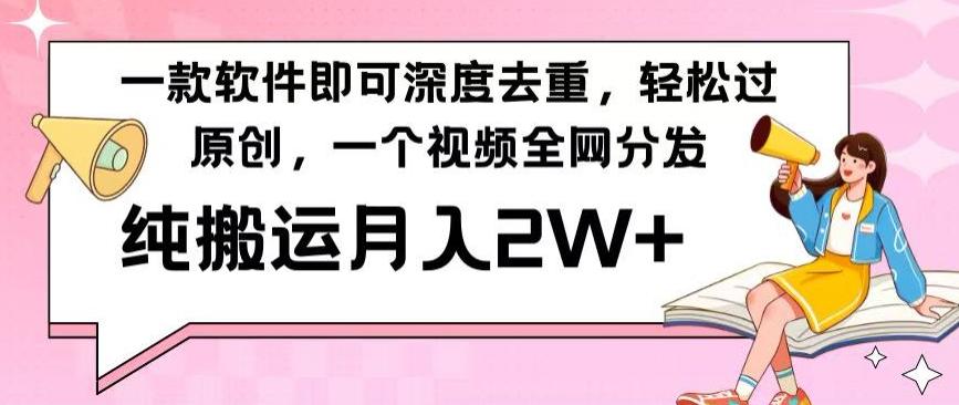 一款软件深度去重，轻松过原创，一个视频全网分发，纯搬运月入2W+-大熊网创