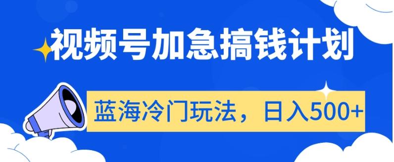 视频号加急搞钱计划，蓝海冷门玩法，日入500+【揭秘】-大熊网创