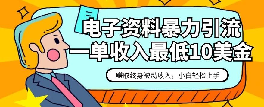电子资料暴力引流，一单最低10美金，赚取终身被动收入，保姆级教程【揭秘】-大熊网创