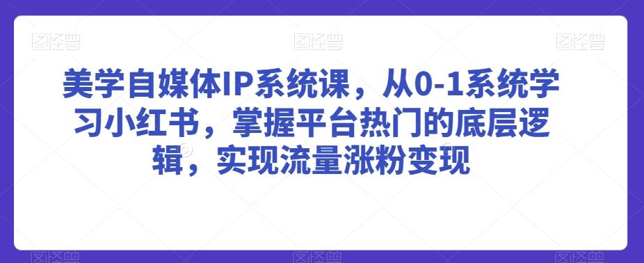 美学自媒体IP系统课，从0-1系统学习小红书，掌握平台热门的底层逻辑，实现流量涨粉变现-大熊网创
