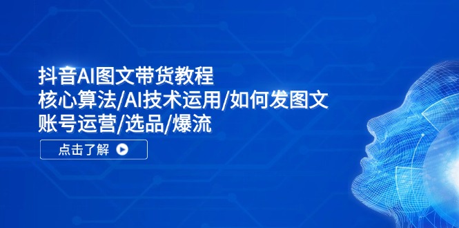 抖音AI图文带货教程：核心算法/AI技术运用/如何发图文/账号运营/选品/爆流-网创星球