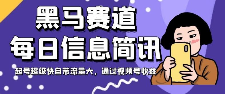 黑马赛道每日信息简讯，起号超级快自带流量大，通过视频号收益【揭秘】-大熊网创
