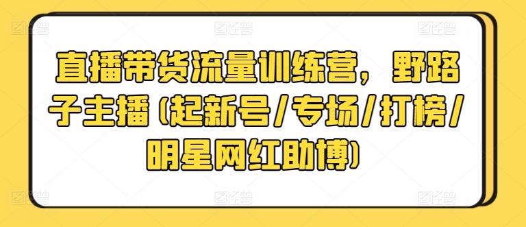 直播带货流量训练营，野路子主播(起新号/专场/打榜/明星网红助博)-网创星球