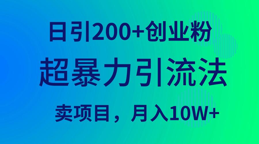 (9654期)超暴力引流法，日引200+创业粉，卖项目月入10W+-大熊网创
