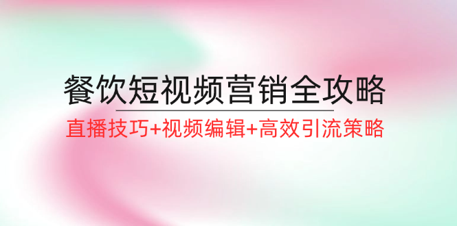 餐饮短视频营销全攻略：直播技巧+视频编辑+高效引流策略-大熊网创