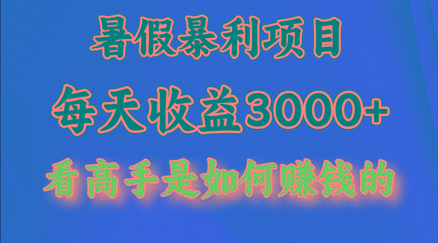 暑假暴利项目，每天收益3000+ 努努力能达到5000+，暑假大流量来了-大熊网创