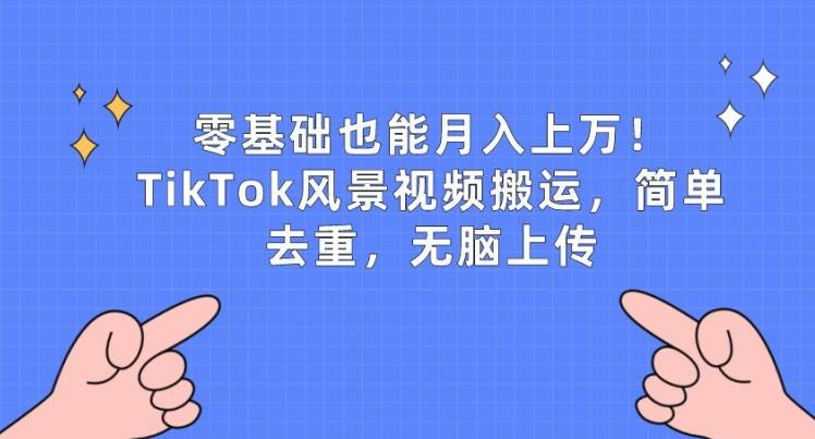 零基础也能月入上w，TikTok风景视频搬运，简单去重，无脑上传【揭秘】-大熊网创