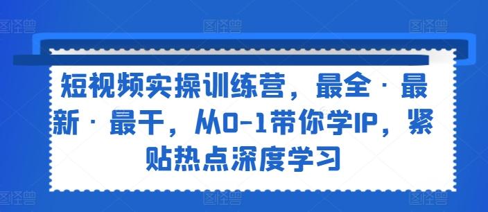 短视频实操训练营，最全·最新·最干，从0-1带你学IP，紧贴热点深度学习-大熊网创