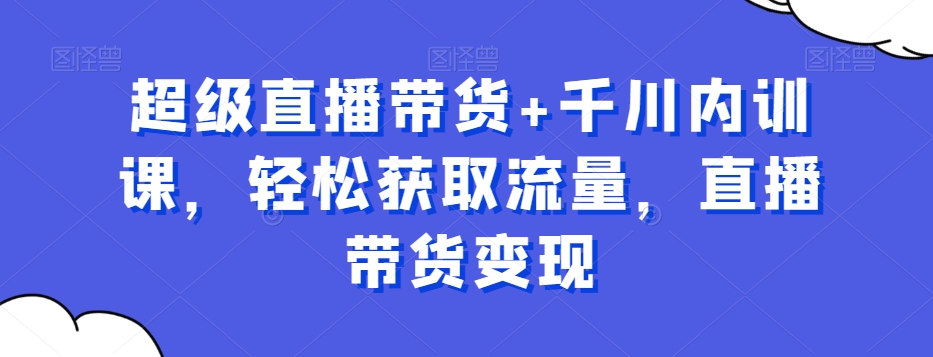 超级直播带货+千川内训课，轻松获取流量，直播带货变现-大熊网创