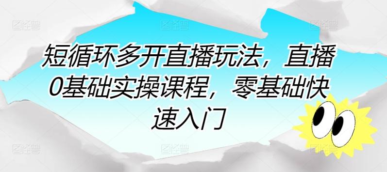 短循环多开直播玩法，直播0基础实操课程，零基础快速入门-大熊网创