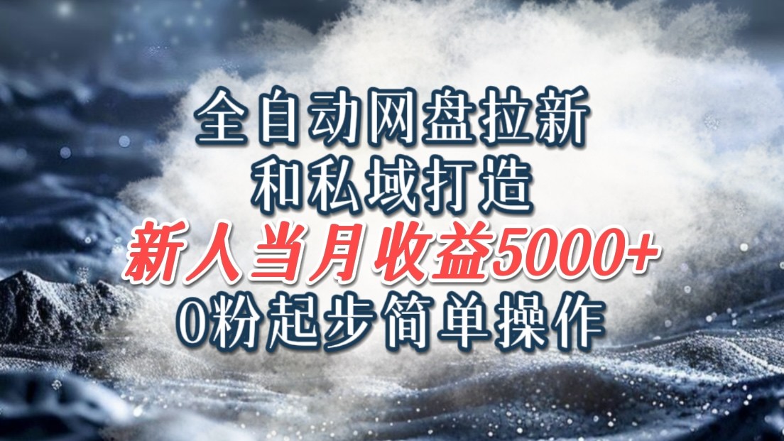 全自动网盘拉新和私域打造，0粉起步简单操作，新人入门当月收益5000以上-网创星球