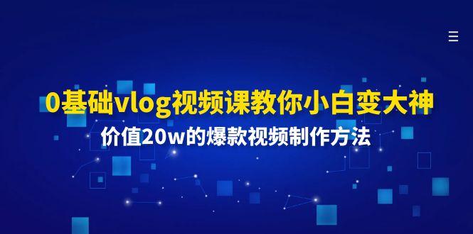0基础vlog视频课教你小白变大神：价值20w的爆款视频制作方法-大熊网创