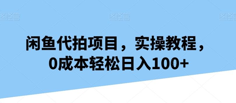 闲鱼代拍项目，实操教程，0成本轻松日入100+-大熊网创