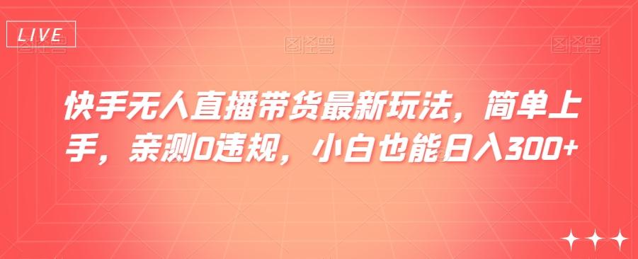 快手无人直播带货最新玩法，简单上手，亲测0违规，小白也能日入300+【揭秘】-大熊网创