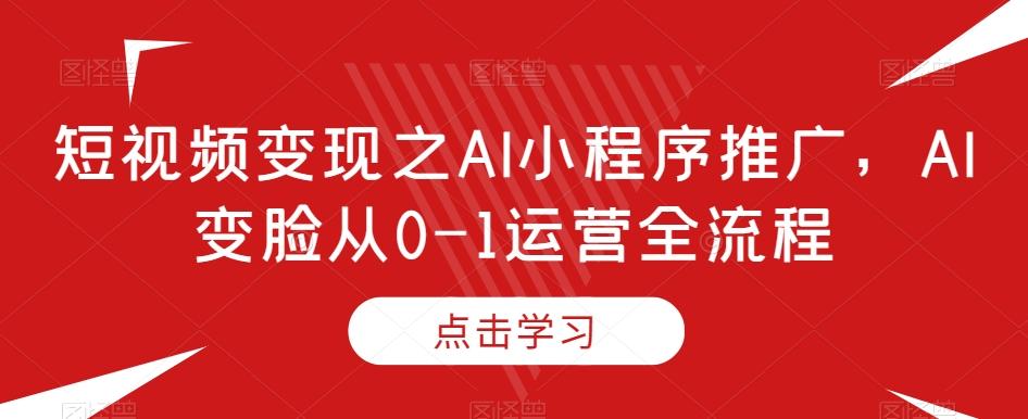 短视频变现之AI小程序推广，AI变脸从0-1运营全流程-大熊网创