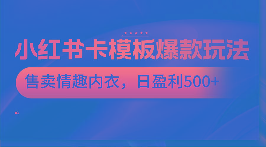小红书卡模板爆款玩法，售卖情趣内衣，日盈利500+-大熊网创
