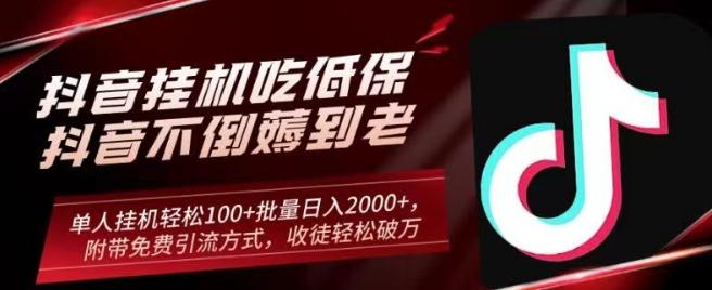抖音挂机吃低保项目，单人挂机轻松100+批量日入2000+，附带免费引流方式，收徒轻松破万-大熊网创