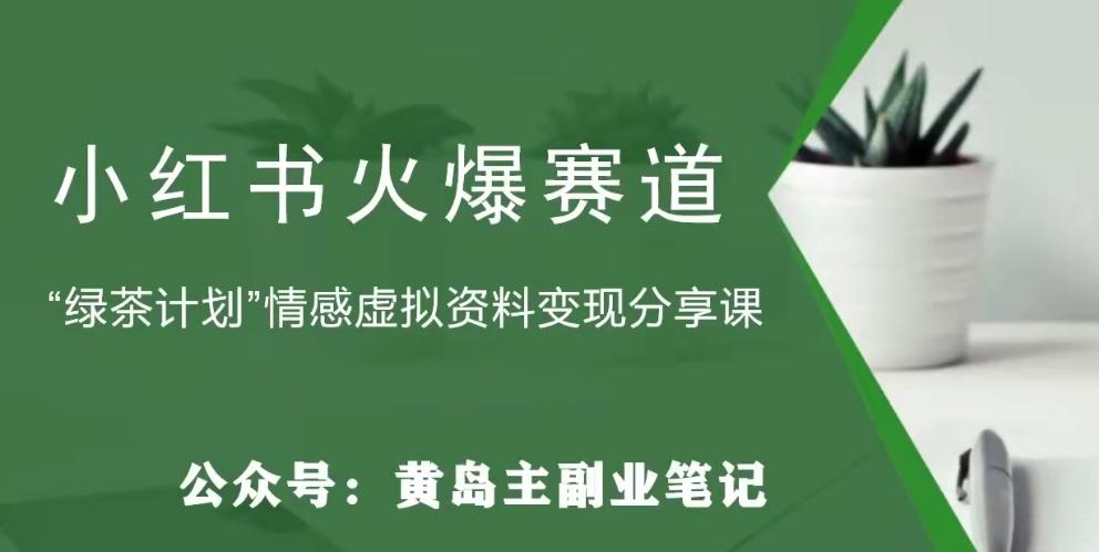 黄岛主·小红书绿茶计划情感虚拟资料变现项目，花我598买来拆解出来给你-大熊网创