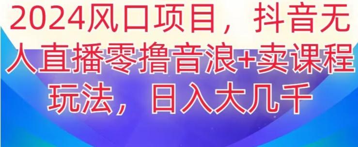 2024风口项目，抖音无人主播撸音浪+卖课程玩法，日入大几千【揭秘】-大熊网创
